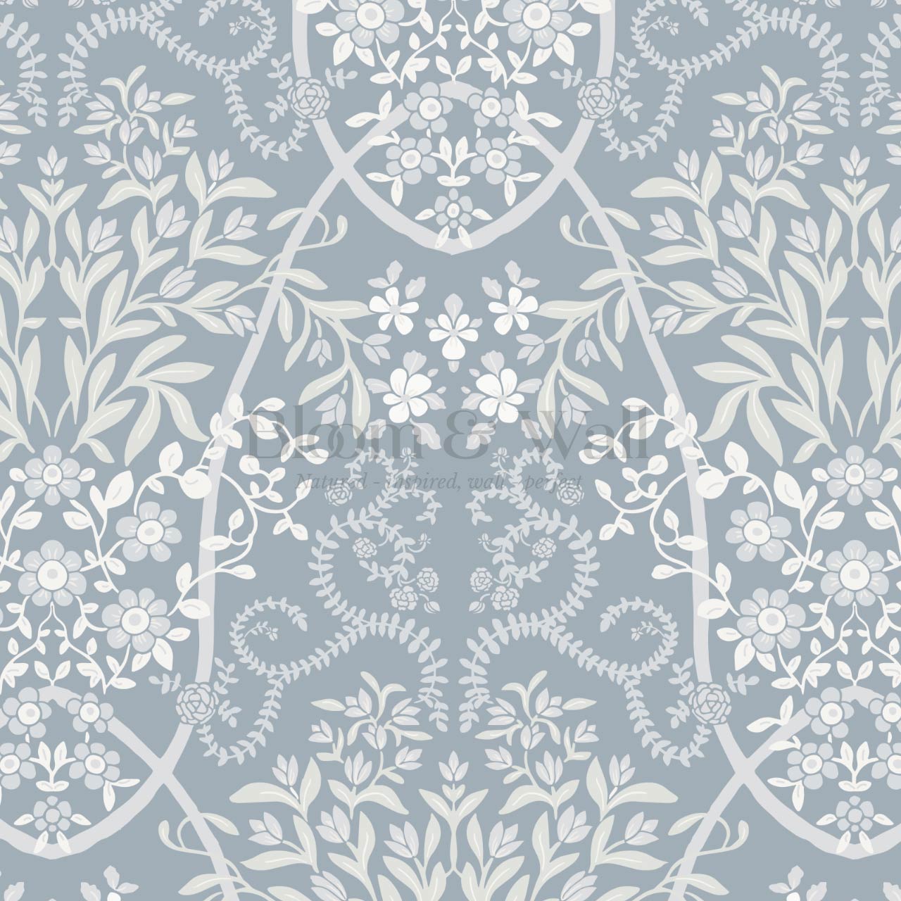 Leighton Victorian Garden French Blue Wallpaper