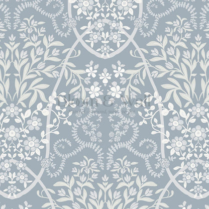 Leighton Victorian Garden French Blue Wallpaper