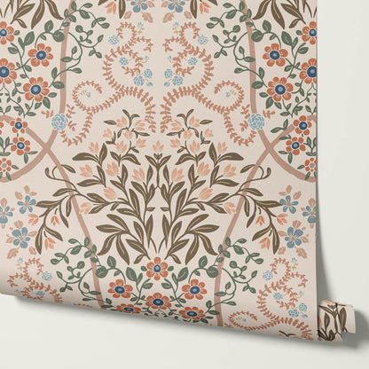 Leighton Victorian Garden Antique Oat Wallpaper