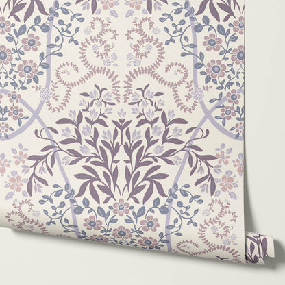 Leighton Victorian Garden Plum Wallpaper