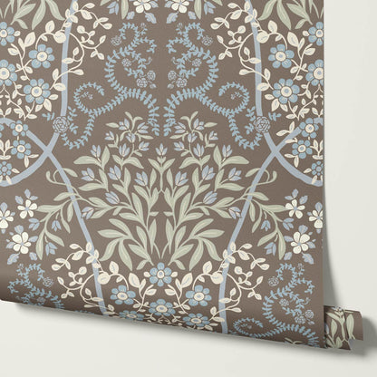 Leighton Victorian Garden Earth Wallpaper