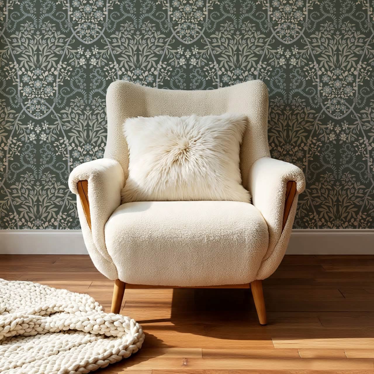 Leighton Victorian Garden Forest Wallpaper
