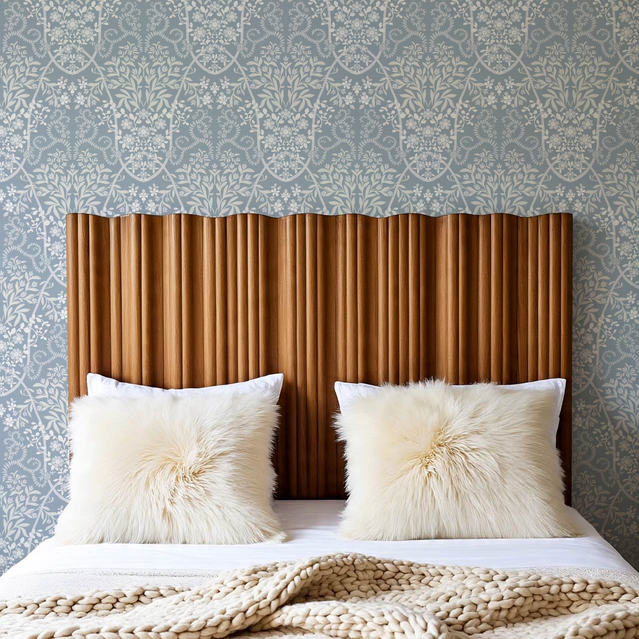 Leighton Victorian Garden French Blue Wallpaper