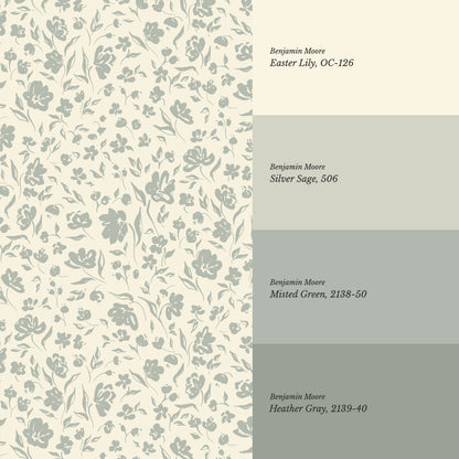 Leilani All Over Floral Sunny Sage Wallpaper