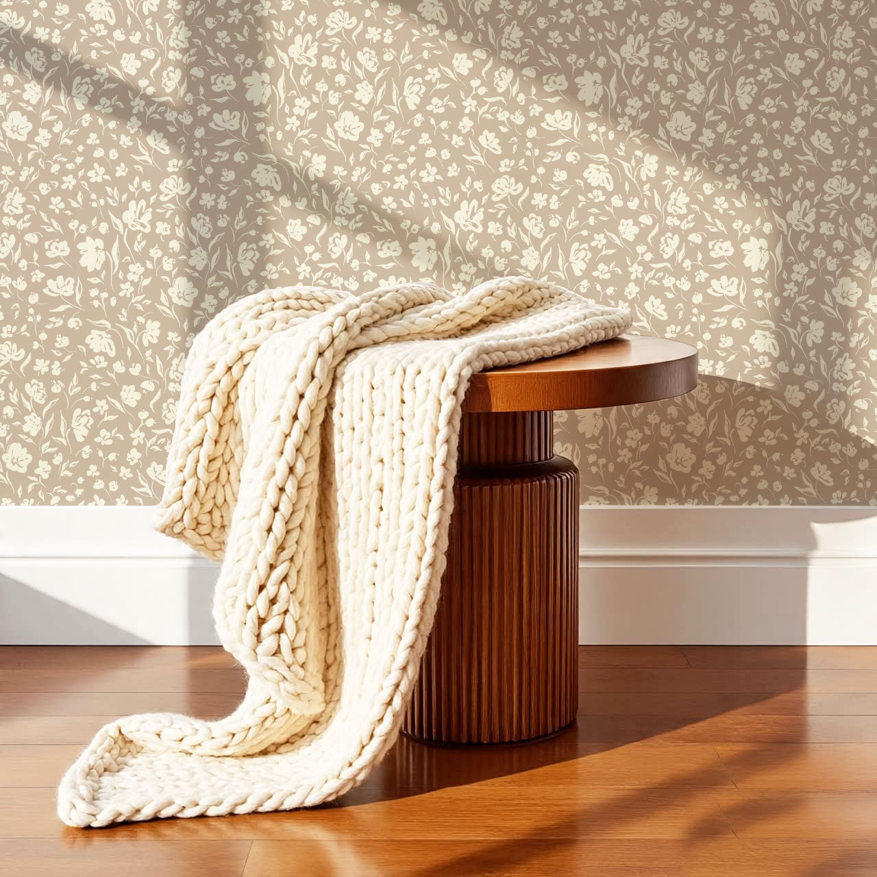 Leilani All Over Floral Pale Mauve Walpaper