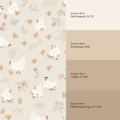 Lena Hens & Chicks Beige Wallpaper