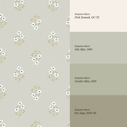 Brynlee Damask Floral Soft Sage Wallpaper