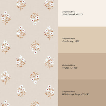 Brynlee Damask Floral Soft Peach Wallpaper