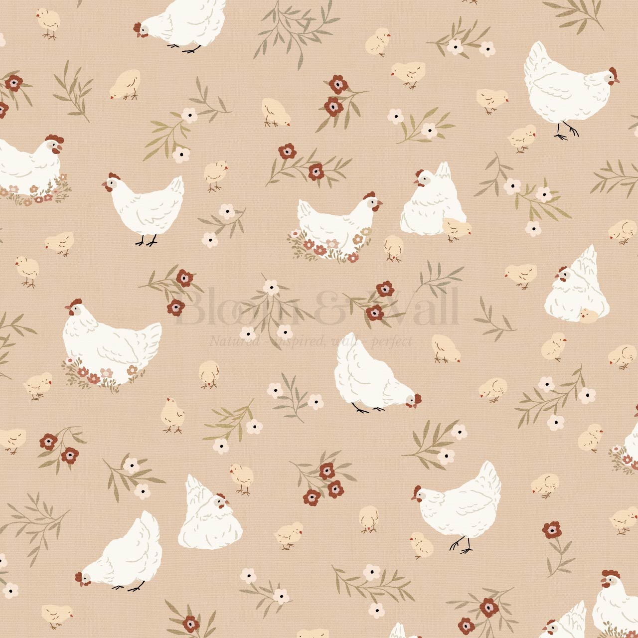 Lena Hens & Chicks Peach Wallpaper