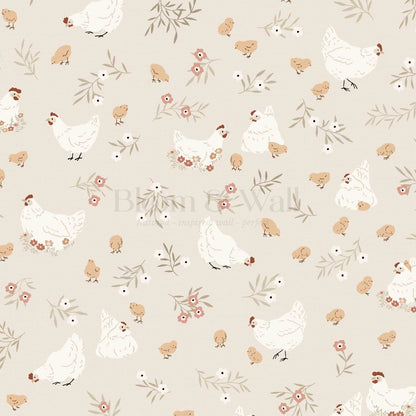 Lena Hens & Chicks Beige Wallpaper
