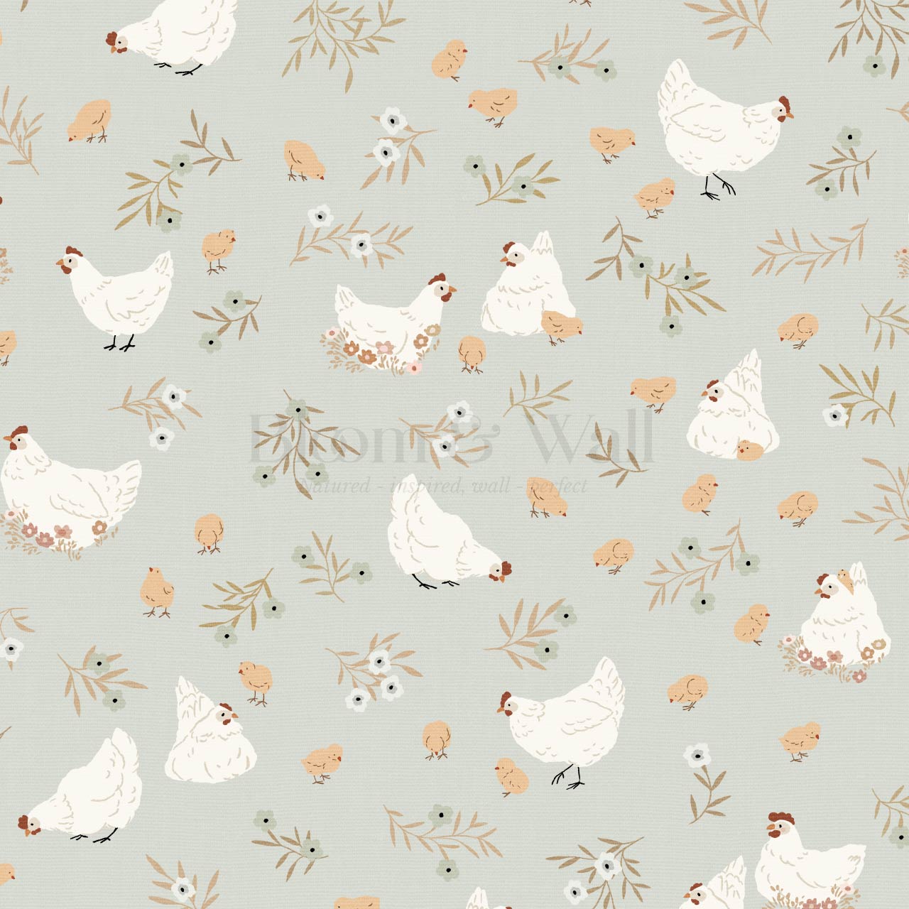Lena Hens & Chicks Sage Wallpaper