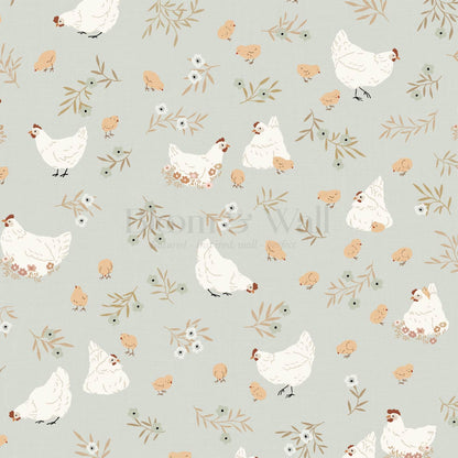 Lena Hens & Chicks Sage Wallpaper