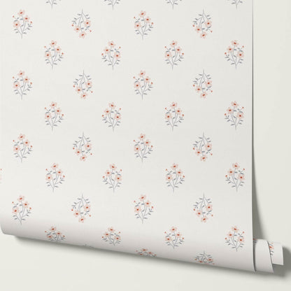 Brynlee Damask Floral Cream Wallpaper