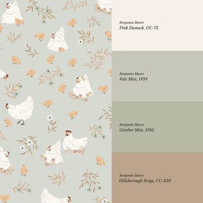 Lena Hens & Chicks Sage Wallpaper