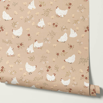 Lena Hens & Chicks Peach Wallpaper