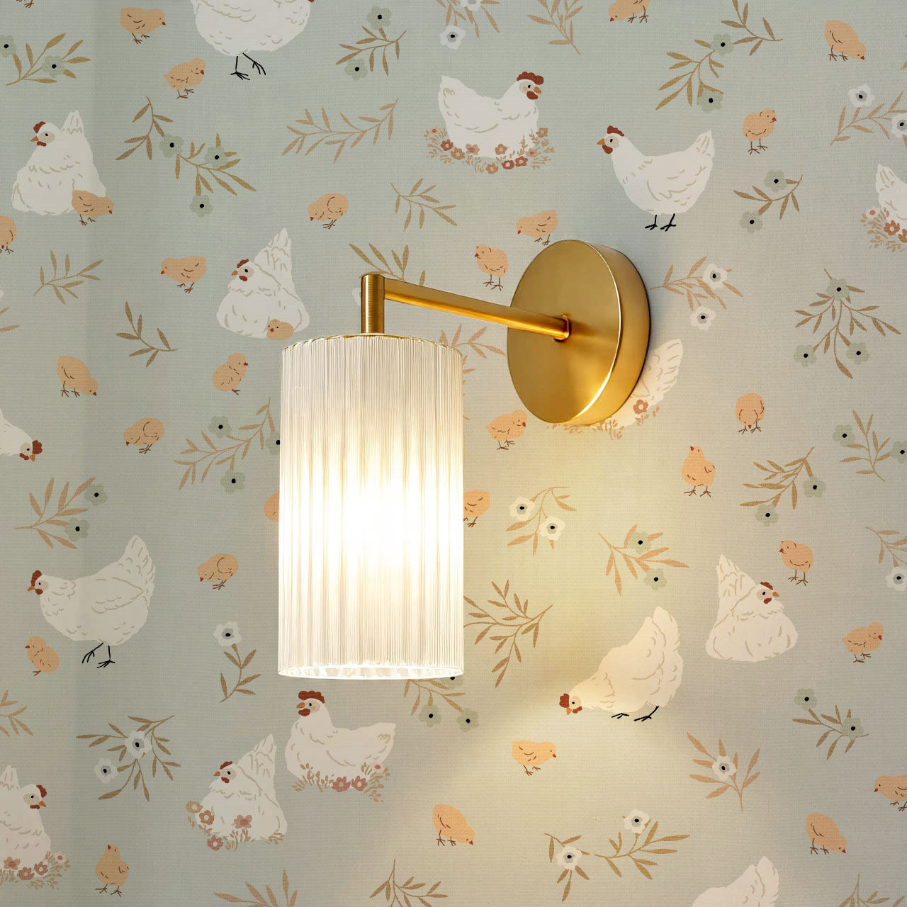 Lena Hens & Chicks Sage Wallpaper