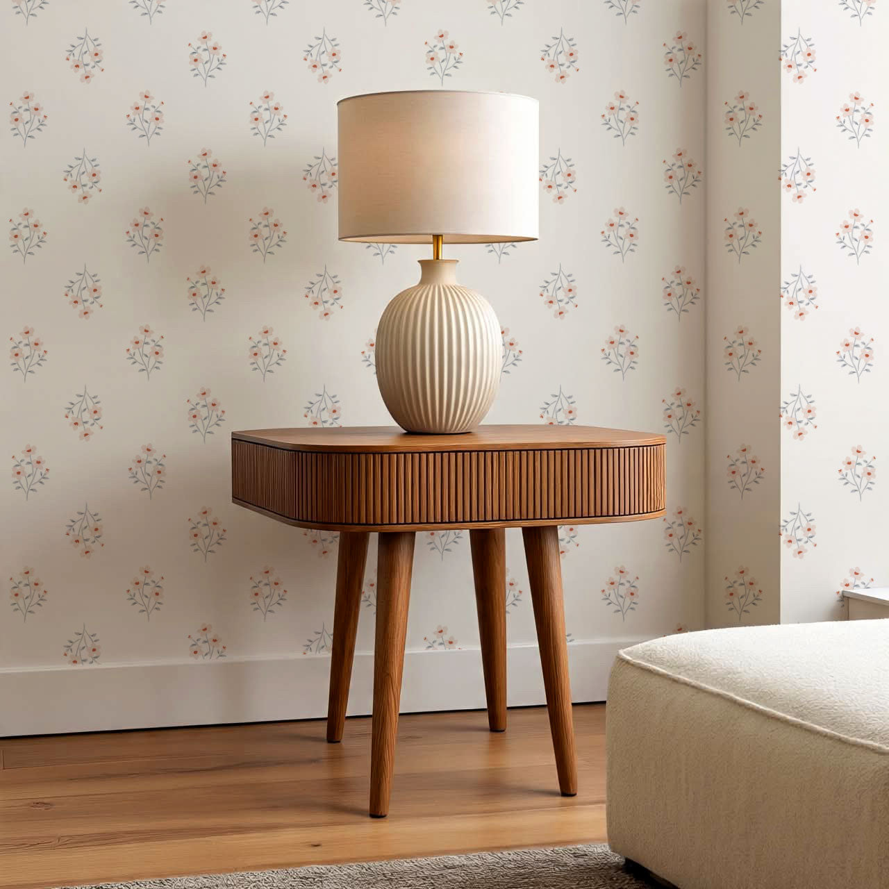 Brynlee Damask Floral Cream Wallpaper