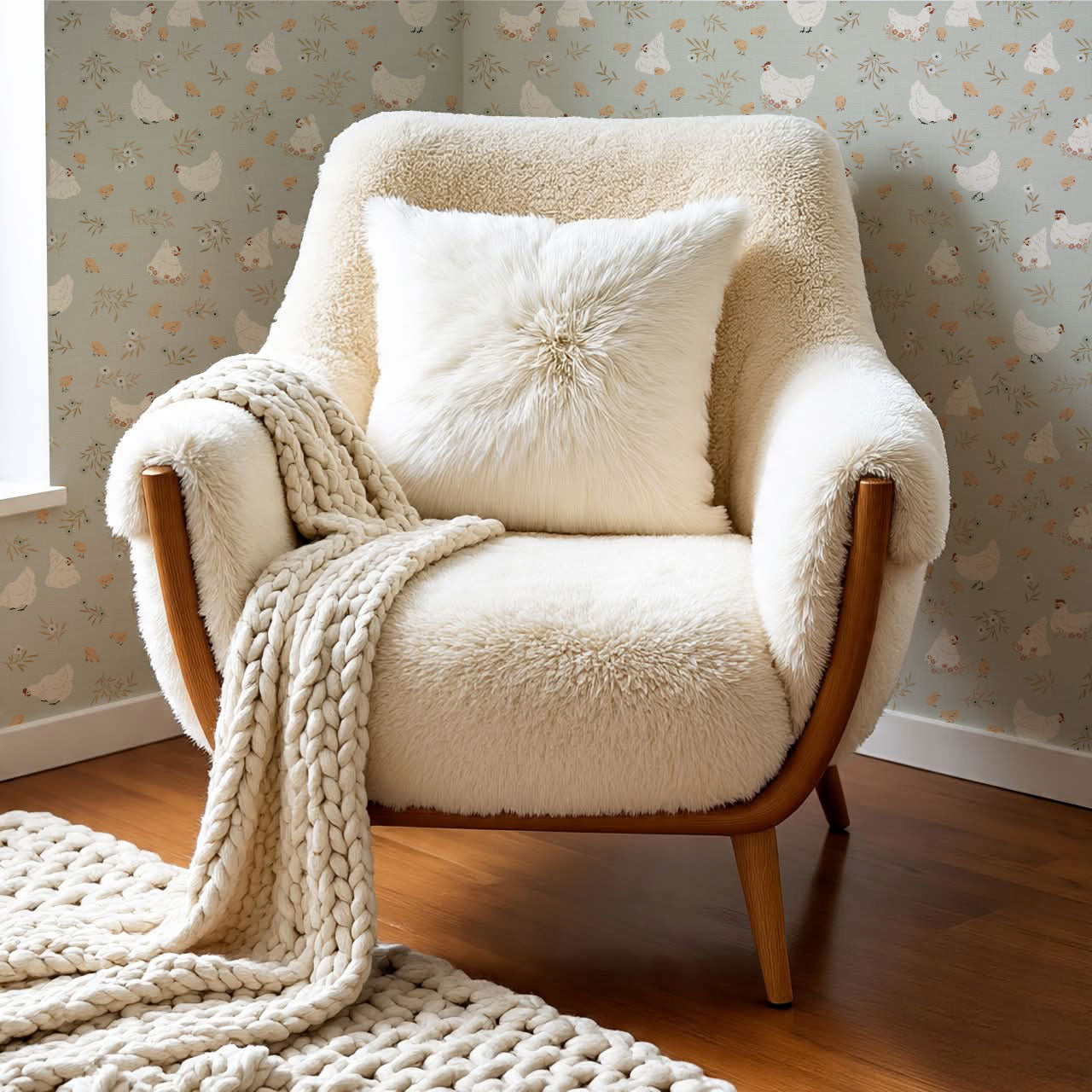 Lena Hens & Chicks Sage Wallpaper