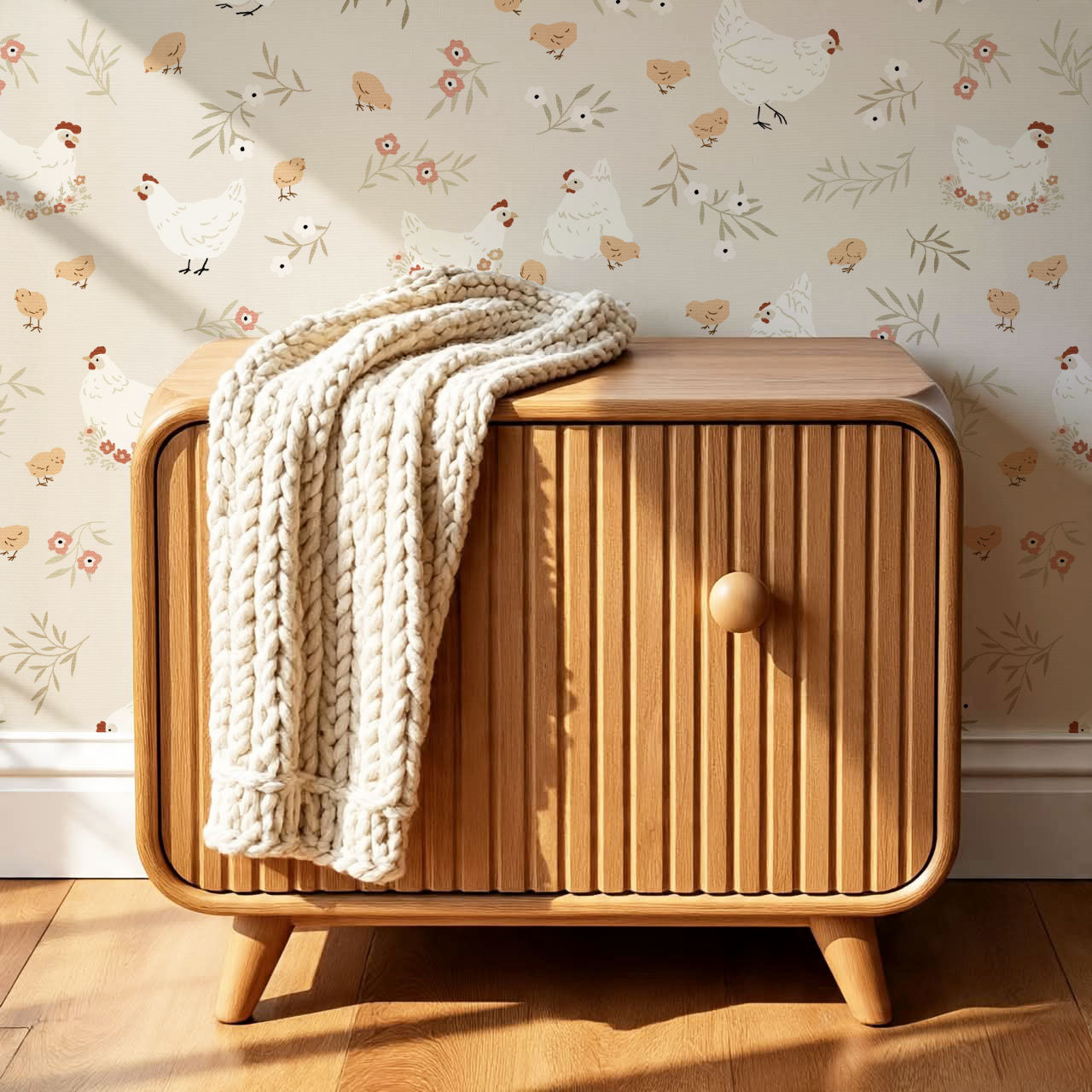 Lena Hens & Chicks Beige Wallpaper