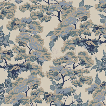 Lennon Vintage Tapestry Forest French Blue Wallpaper