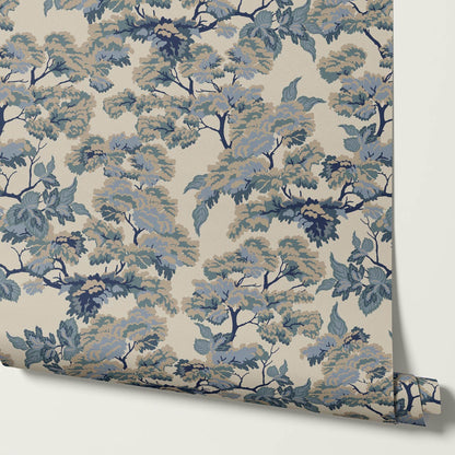 Lennon Vintage Tapestry Forest French Blue Wallpaper