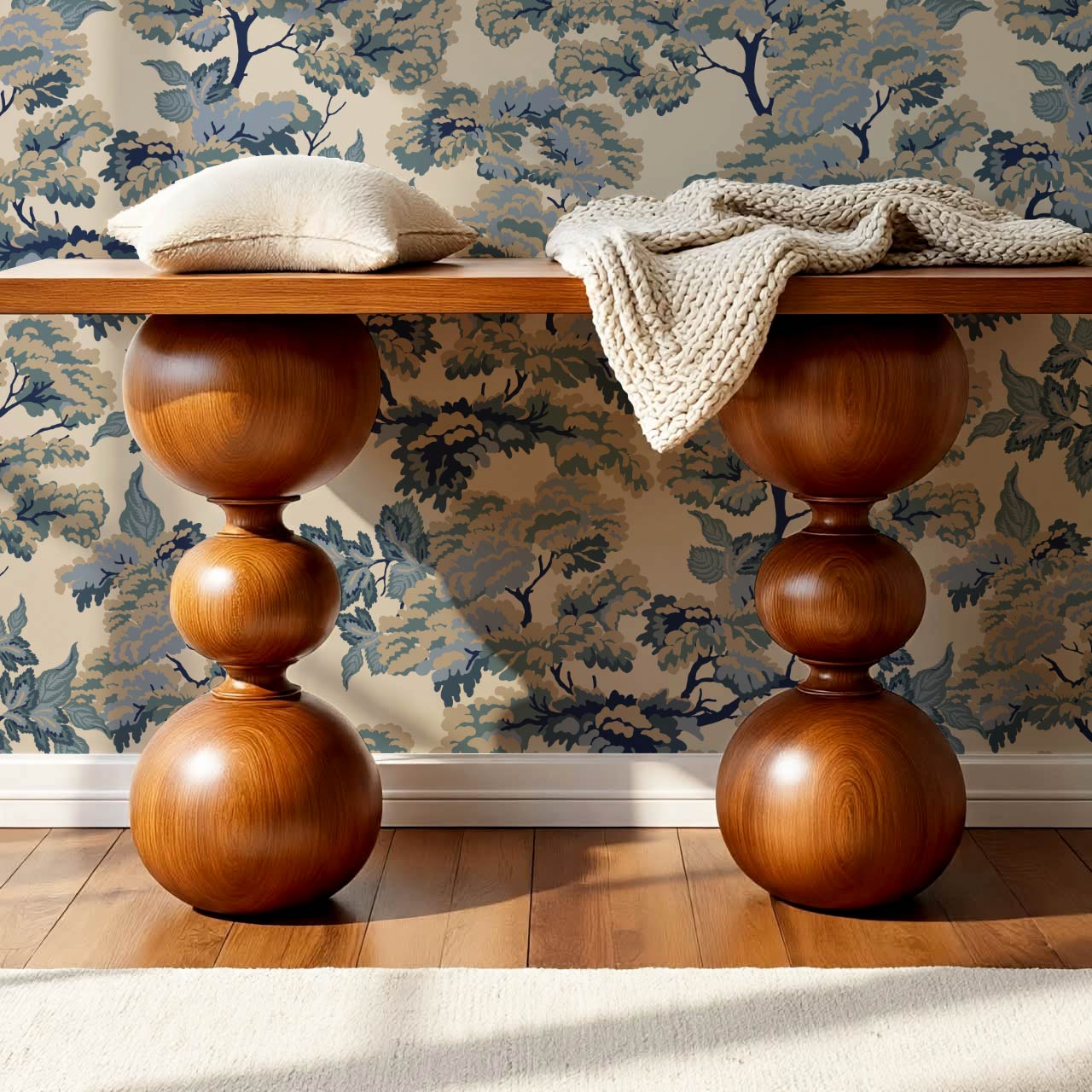 Lennon Vintage Tapestry Forest French Blue Wallpaper