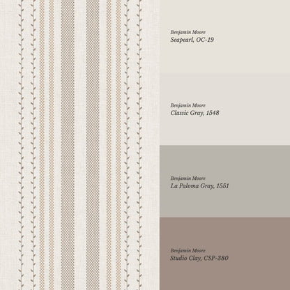 Leona Meadow Stripes Neutral Linen Clay Brown Wallpaper