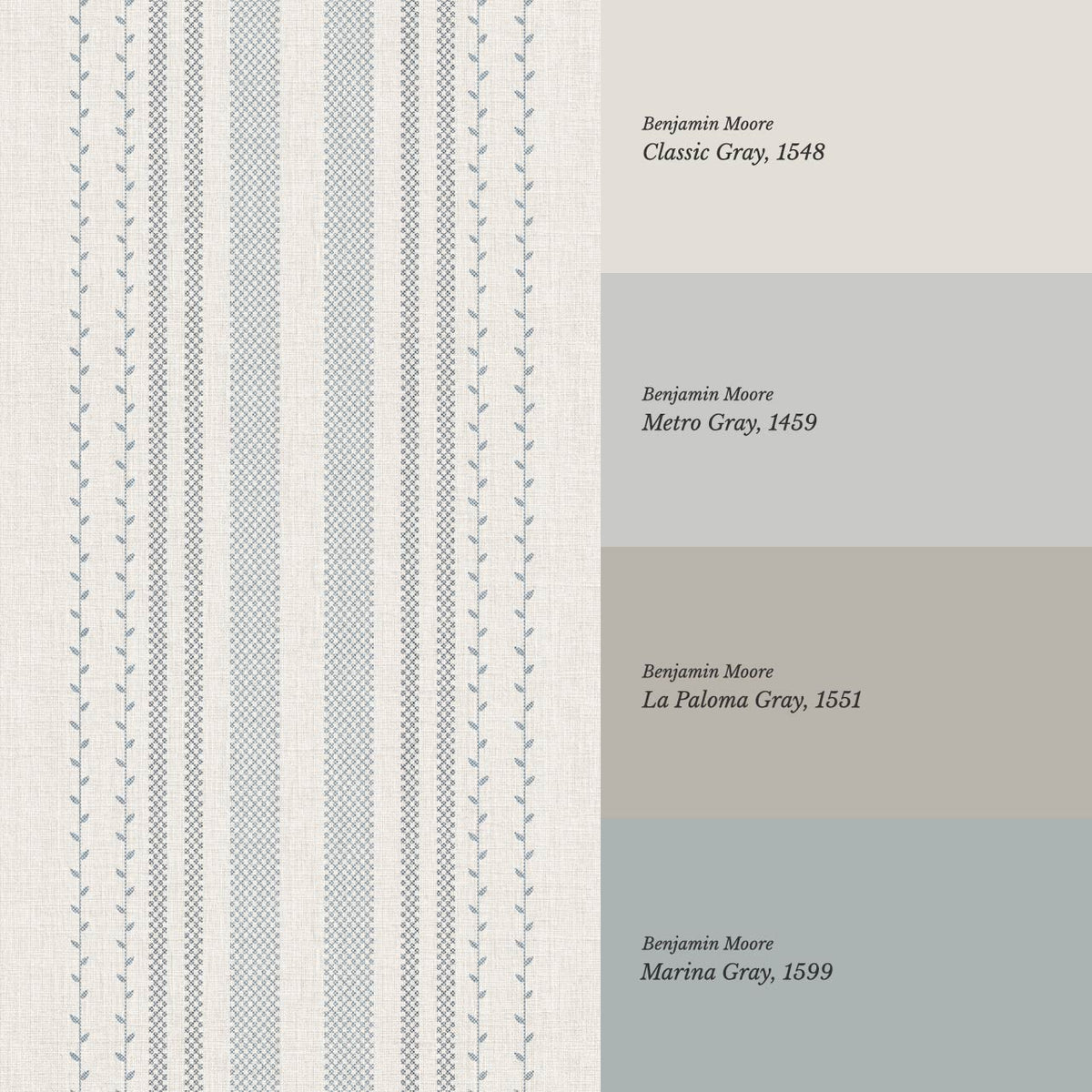 Leona Meadow Stripes Neutral Linen Gray Blue Wallpaper