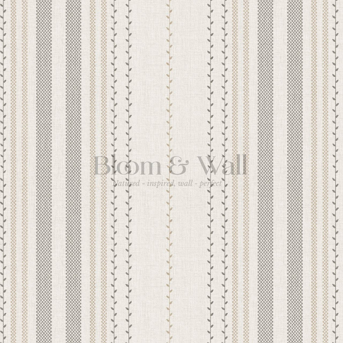 Leona Meadow Stripes Neutral Linen Ash Beige Wallpaper