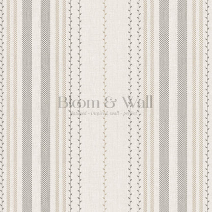 Leona Meadow Stripes Neutral Linen Ash Beige Wallpaper