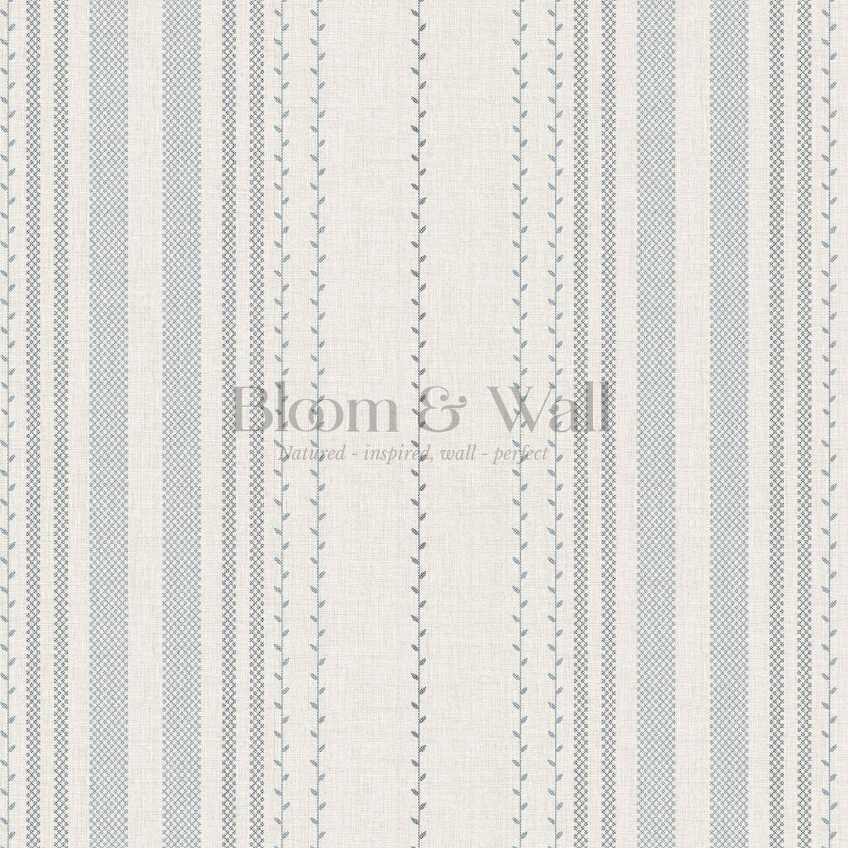 Leona Meadow Stripes Neutral Linen Gray Blue Wallpaper