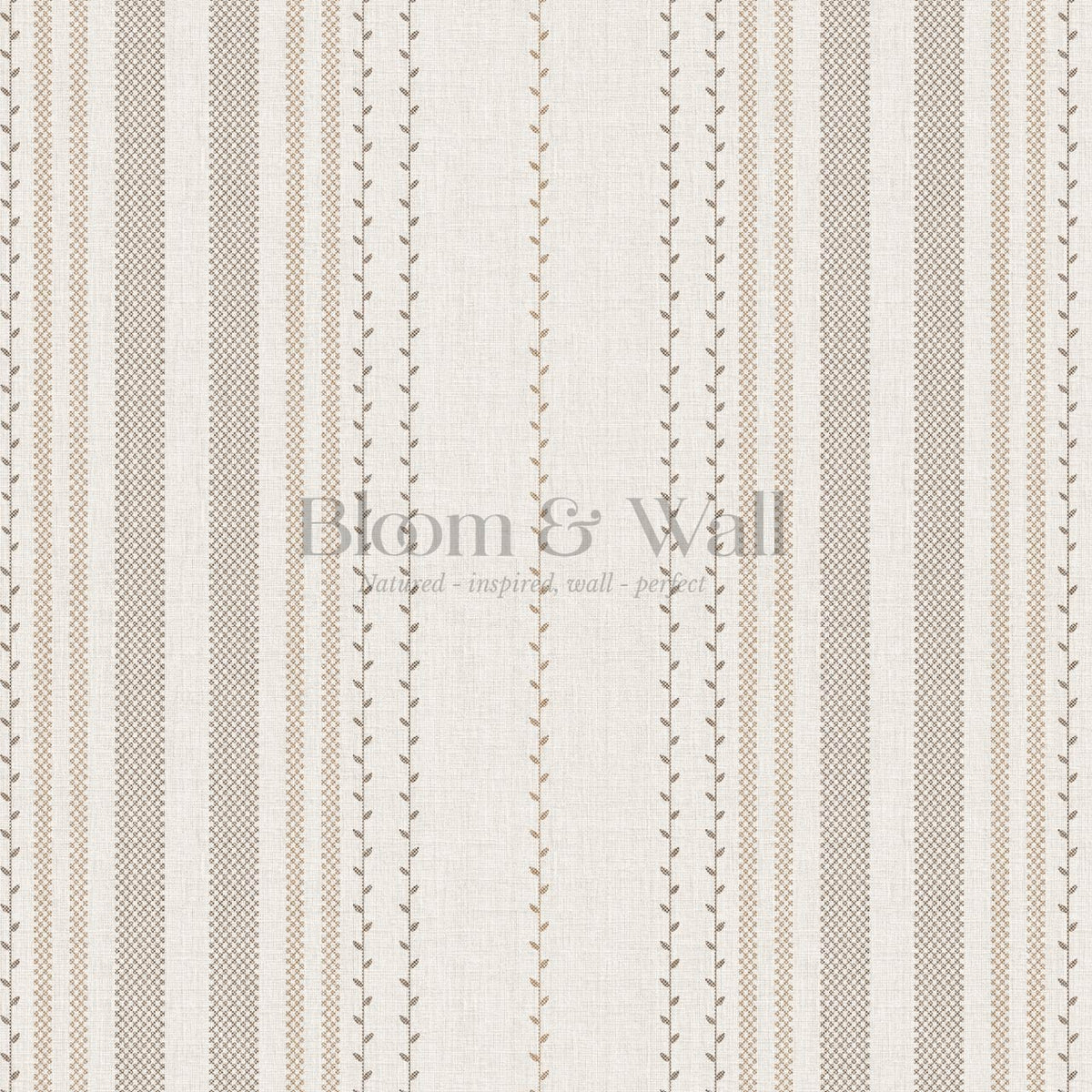 Leona Meadow Stripes Neutral Linen Clay Brown Wallpaper