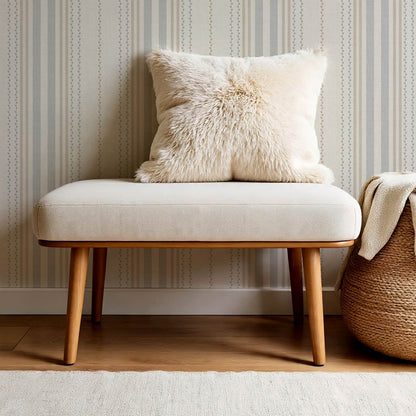 Leona Meadow Stripes Neutral Linen French Blue Wallpaper