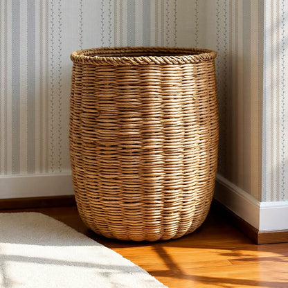 Leona Meadow Stripes Neutral Linen French Blue Wallpaper