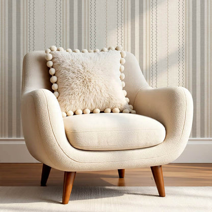 Leona Meadow Stripes Neutral Linen Ash Beige Wallpaper