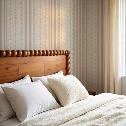 Leona Meadow Stripes Neutral Linen Clay Brown Wallpaper
