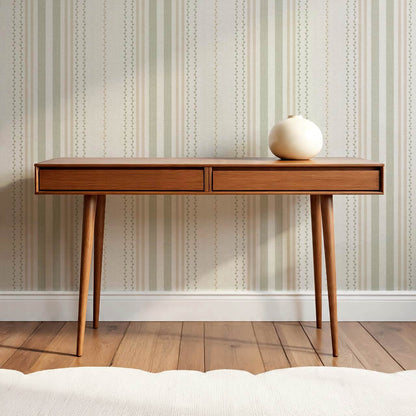 Leona Meadow Stripes Neutral Linen Olive Tan Wallpaper