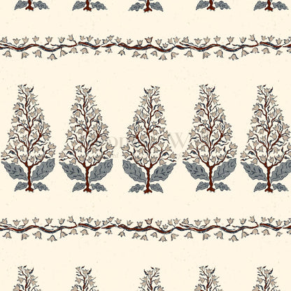 Leonor Bellflower Reverie Taupe Slate Ivory Wallpaper