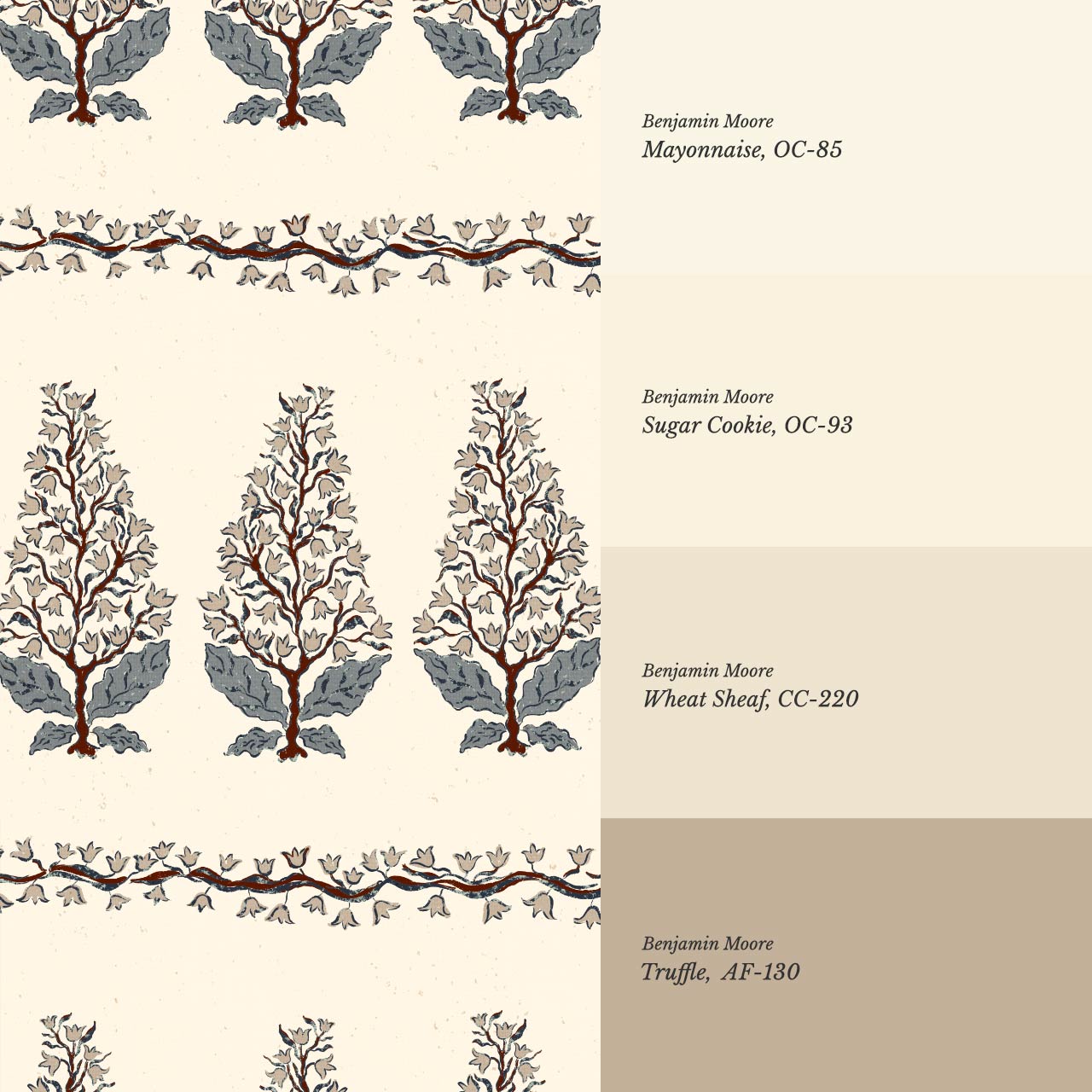 Leonor Bellflower Reverie Taupe Slate Ivory Wallpaper