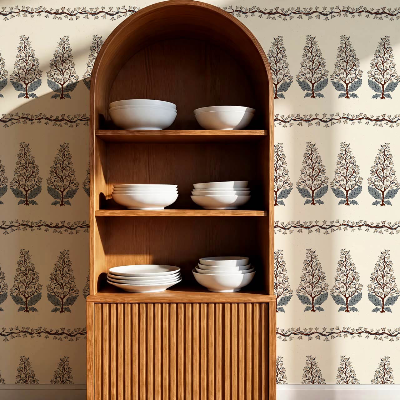 Leonor Bellflower Reverie Taupe Slate Ivory Wallpaper
