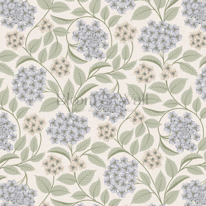 Leonora Hydrangea Botanicals Ivory Sky Sage Wallpaper