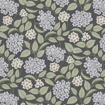 Leonora Hydrangea Botanicals Slate Sky Sage Wallpaper
