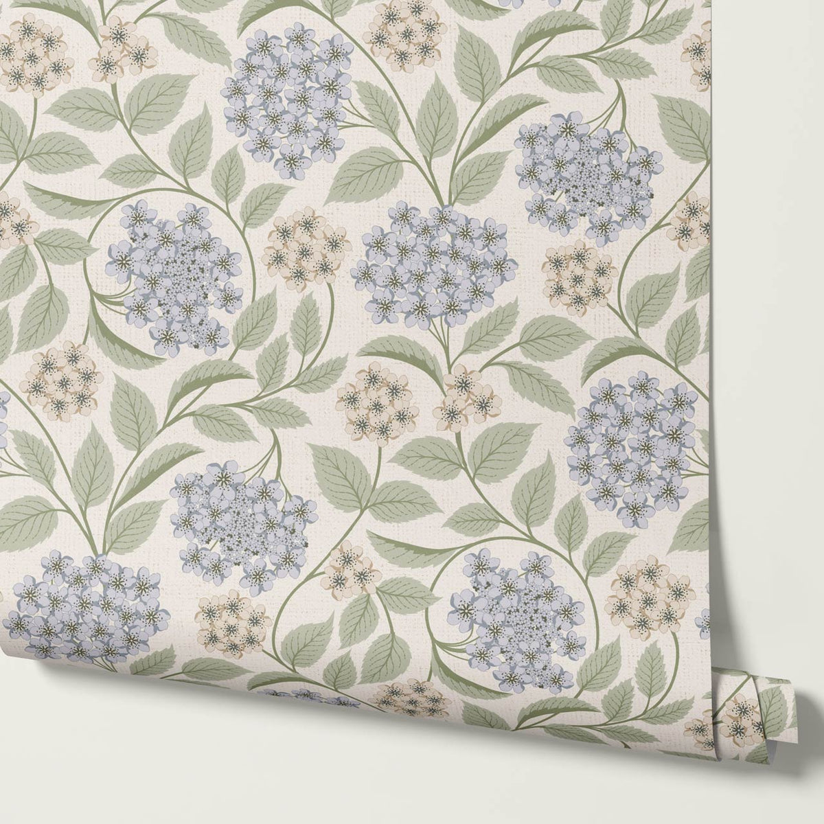 Leonora Hydrangea Botanicals Ivory Sky Sage Wallpaper