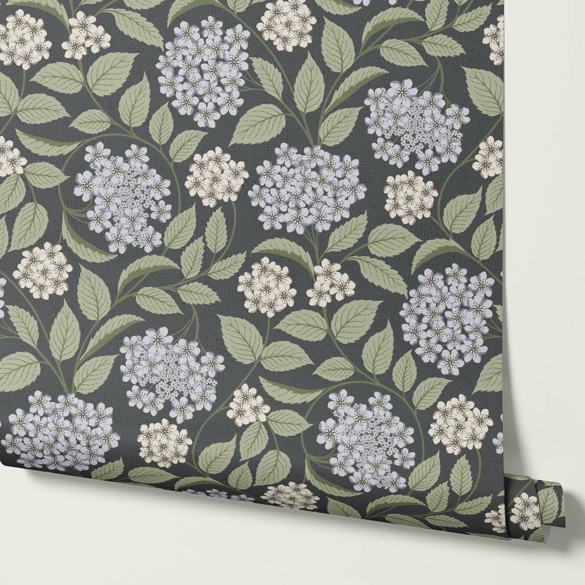 Leonora Hydrangea Botanicals Slate Sky Sage Wallpaper