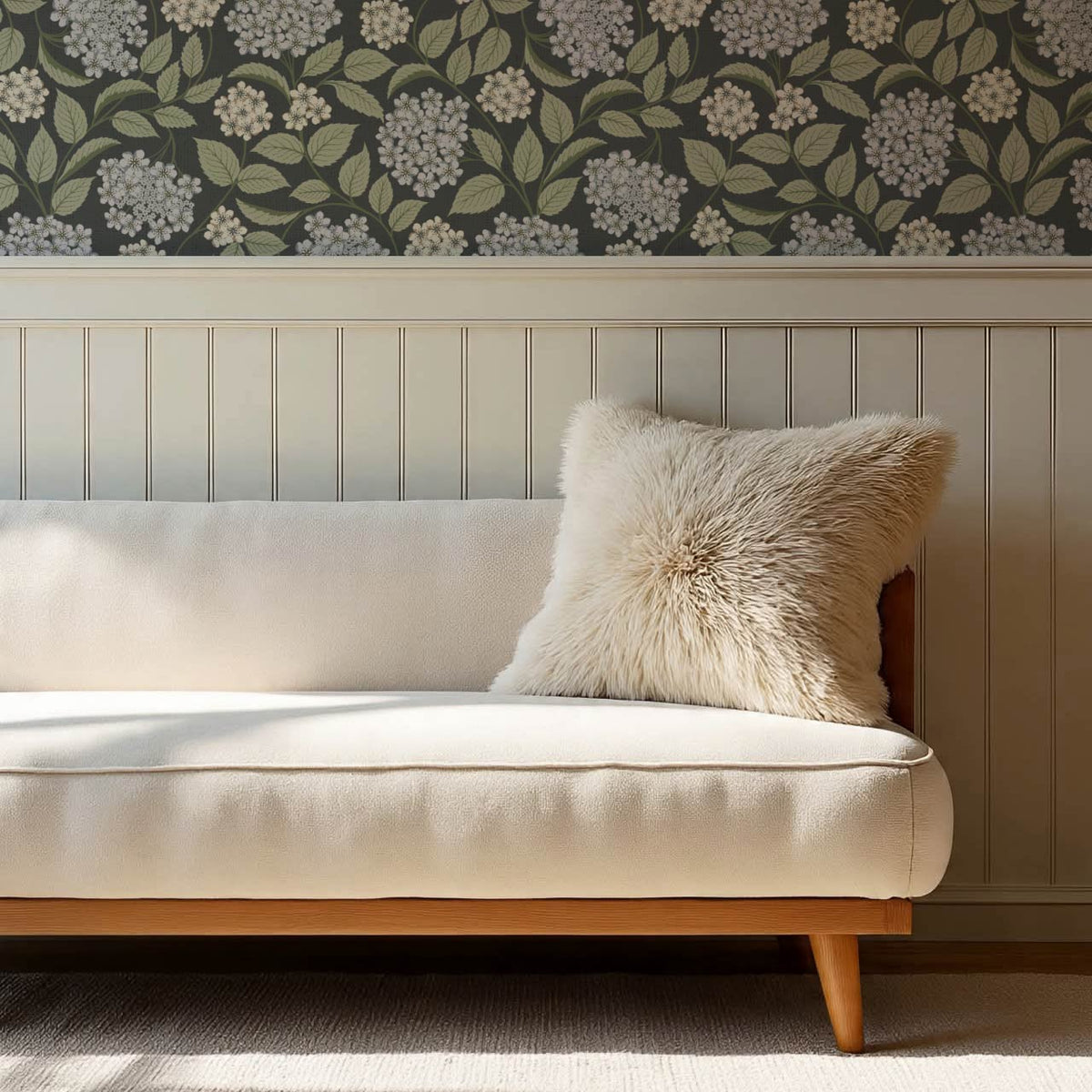 Leonora Hydrangea Botanicals Slate Sky Sage Wallpaper