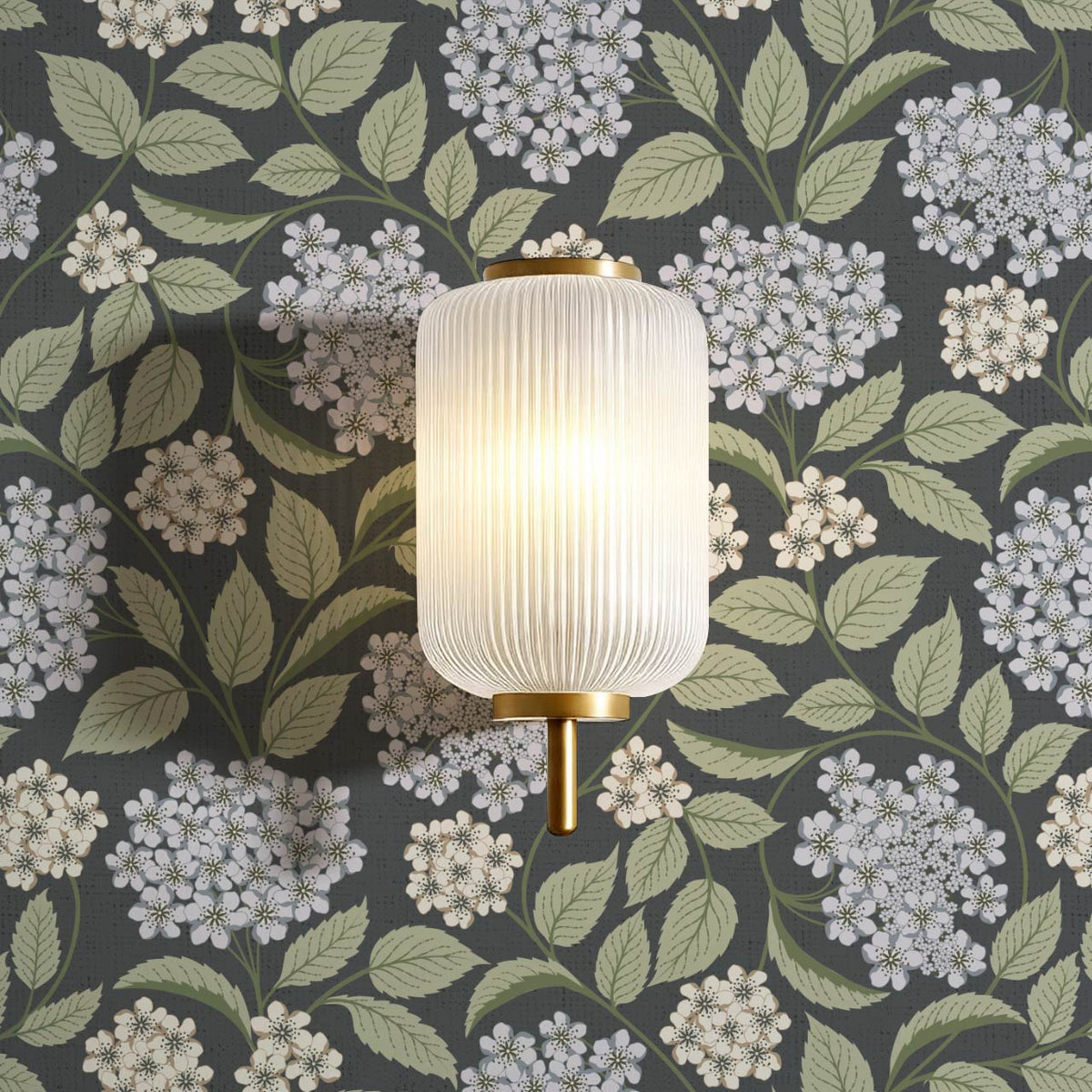 Leonora Hydrangea Botanicals Slate Sky Sage Wallpaper