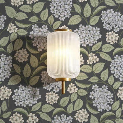 Leonora Hydrangea Botanicals Slate Sky Sage Wallpaper