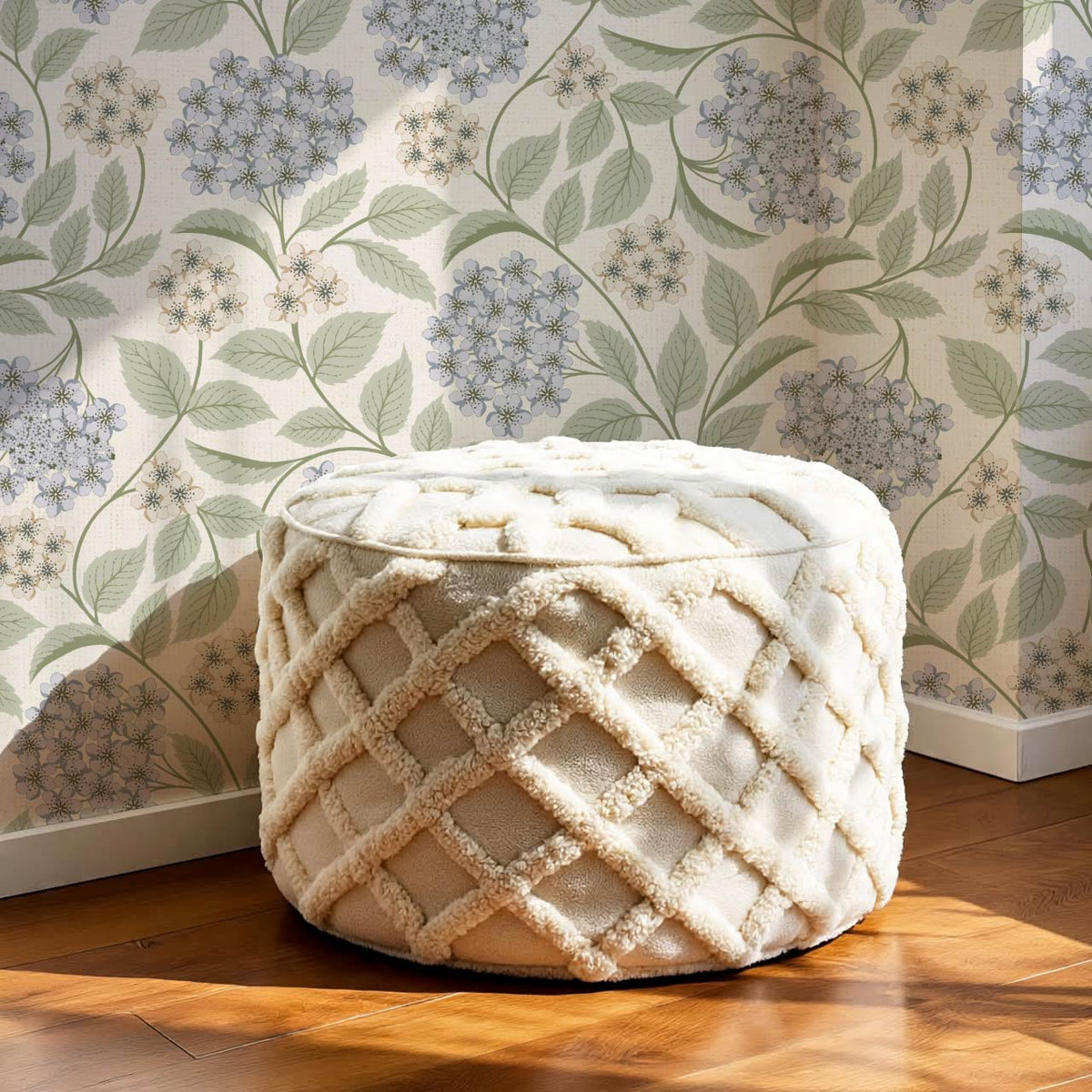 Leonora Hydrangea Botanicals Ivory Sky Sage Wallpaper