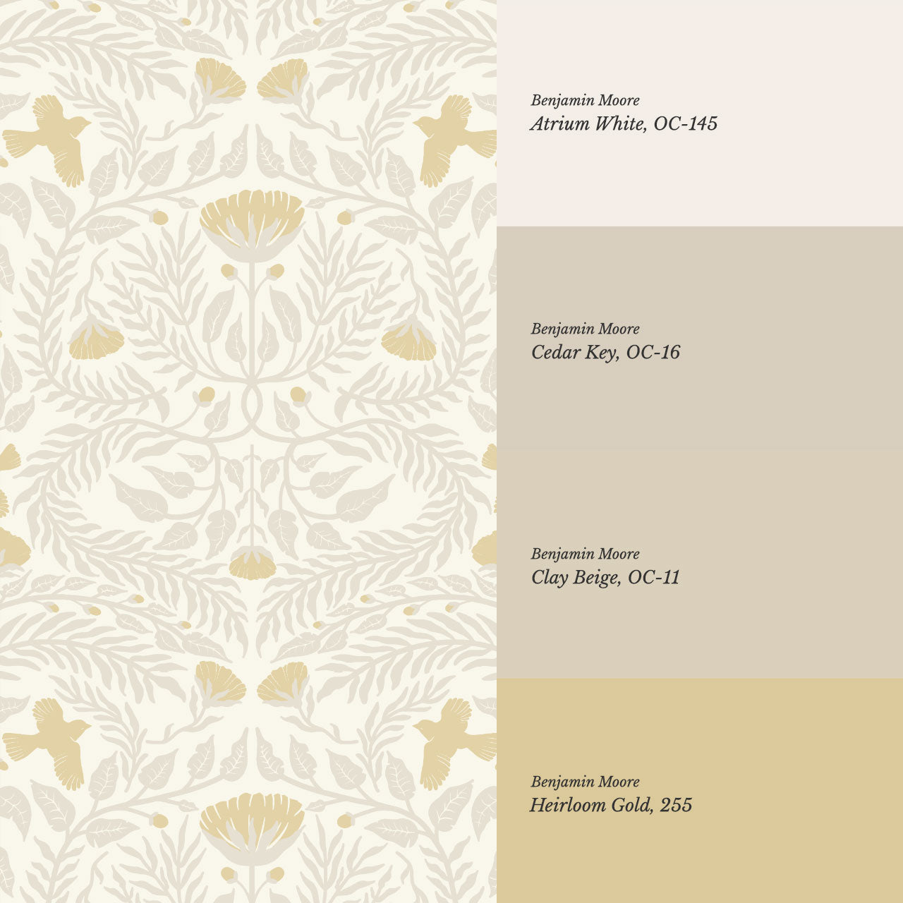Lexi Bluebirds in the Brush Beige Gold Wallpaper