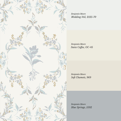 Lia Faded Opulence Dove Gold Wallpaper